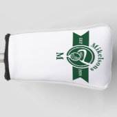 Personalized Classic Green Golf Monogram Crest ゴルフヘッドカバー (正面)