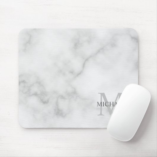 Personalized Classic Monogram and Name Marble Look マウスパッド (マウス)