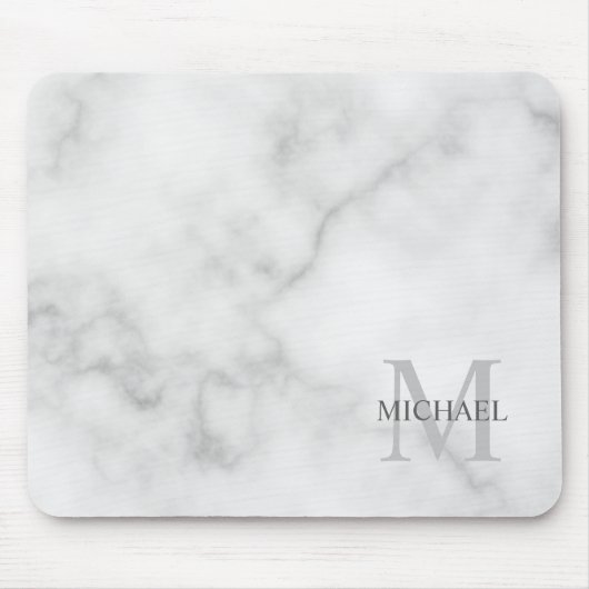 Personalized Classic Monogram and Name Marble Look マウスパッド (正面)
