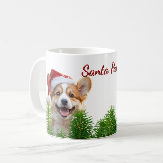 Personalized Classic Mug – Santa Paws Corgi Design コーヒーマグカップ (正面左)