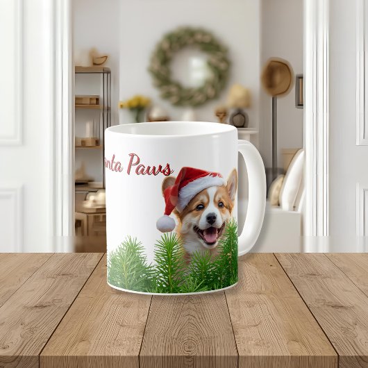 Personalized Classic Mug – Santa Paws Corgi Design コーヒーマグカップ