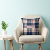 Personalized Classic Navy and Red Plaid クッション (椅子)