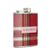 Personalized Classic Red and Olive Plaid  フラスク (右)