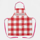 Personalized Classic Red Gingham Plaid エプロン (正面)