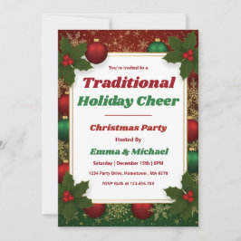 Personalized Classic Red & Green Christmas Party 招待状