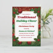 Personalized Classic Red & Green Christmas Party 招待状 (スタンド正面)