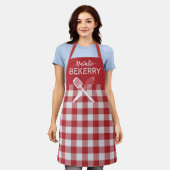 Personalized classic red tartan plaid Bekerry エプロン (着用した状態)