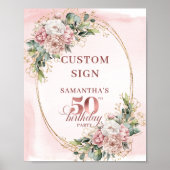 Personalized Classic Rose Gold 50 Birthday Custom ポスター (正面)