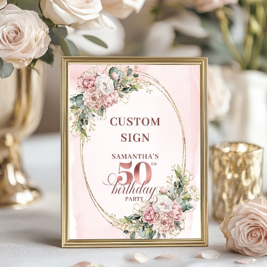 Personalized Classic Rose Gold 50 Birthday Custom ポスター