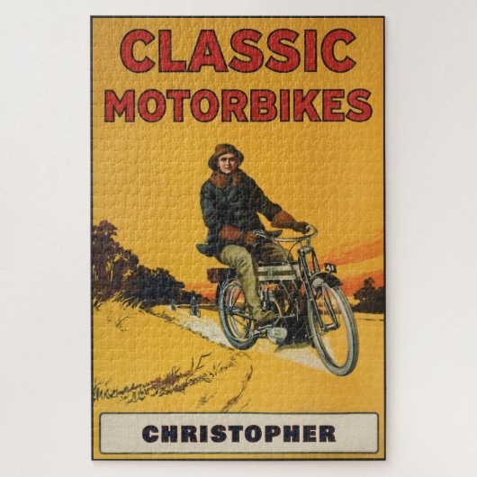 Personalized Classic Vintage Motorbike Collector   ジグソーパズル (縦)