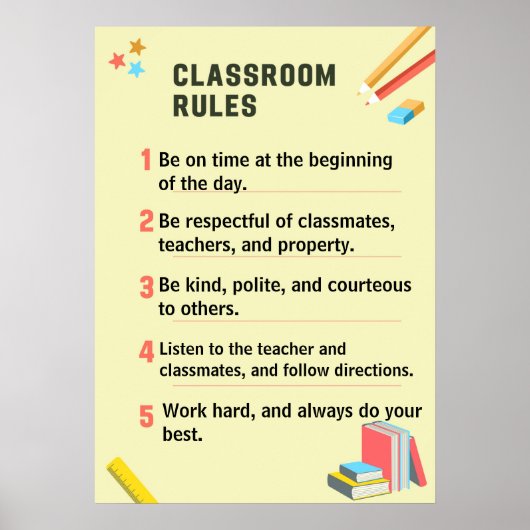 Personalized Classroom Rules for back to school ポスター (正面)