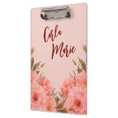 Personalized Clipboard | Pink Floral Design クリップボード (左)
