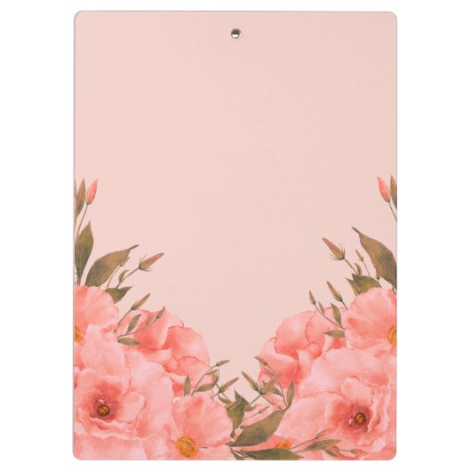 Personalized Clipboard | Pink Floral Design クリップボード (裏面)