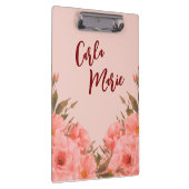 Personalized Clipboard | Pink Floral Design クリップボード (右)