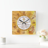 Personalized, Clock with Bible Verse or Your Text スクエア壁時計 (ホーム)