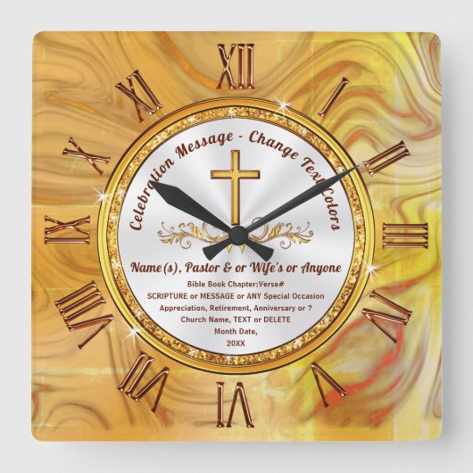 Personalized, Clock with Bible Verse or Your Text スクエア壁時計 (正面)