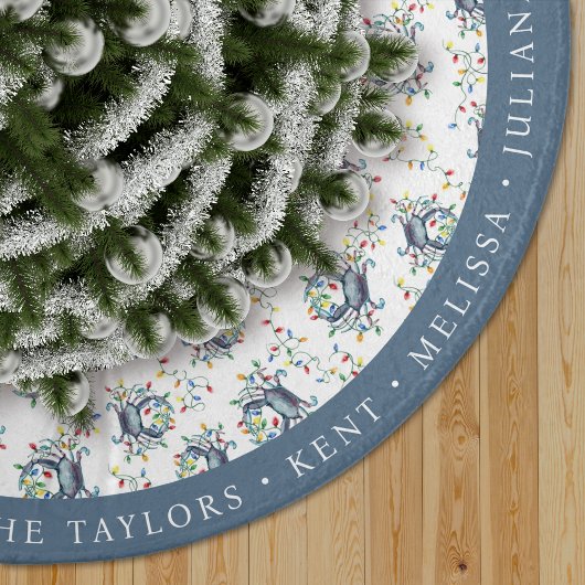 Personalized Coastal Crab Christmas Lights ブラッシュドポリエステルツリースカート