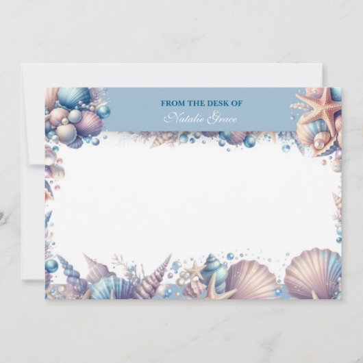 Personalized Coastal Seashell Notecard ノートカード (正面)