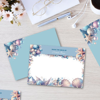 Personalized Coastal Seashell Notecard ノートカード