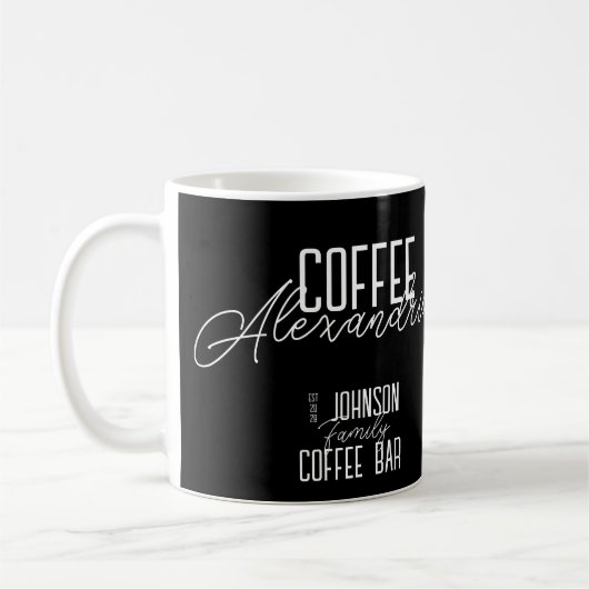 Personalized Coffee Bar Black and White コーヒーマグカップ (左)
