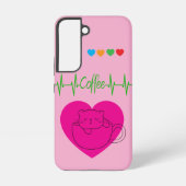 Personalized Coffee Cat in Cup Samsung Case – Pink Galaxyケース (裏面)