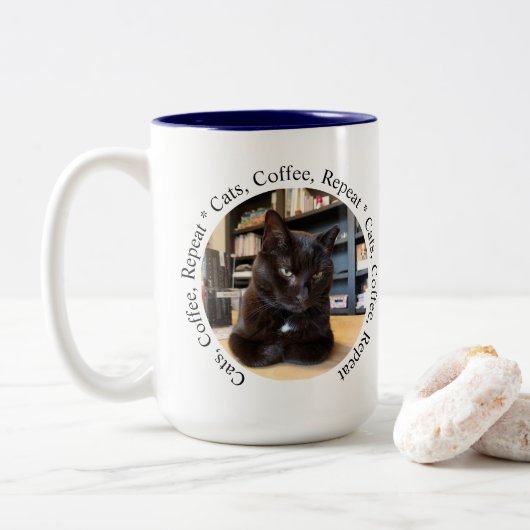 Personalized Coffee Cat Mug ツートーンマグカップ (ドーナツ)