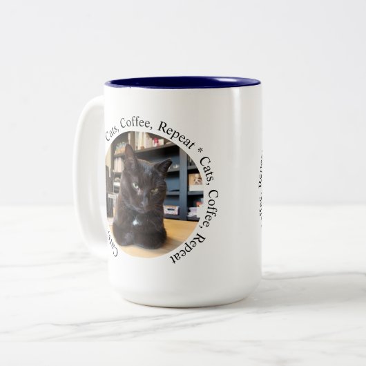 Personalized Coffee Cat Mug ツートーンマグカップ (正面左)