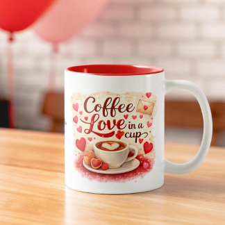 Personalized Coffee Love in a Cup Valentine mug ツートーンマグカップ