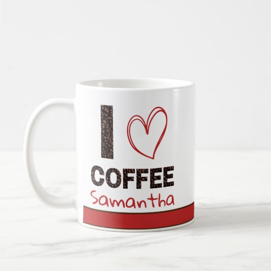 Personalized Coffee Lover Custom Name Design コーヒーマグカップ (左)