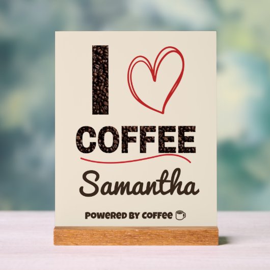 Personalized Coffee Lover Powered by Coffee Gift アクリルサイン (ニュートラル)