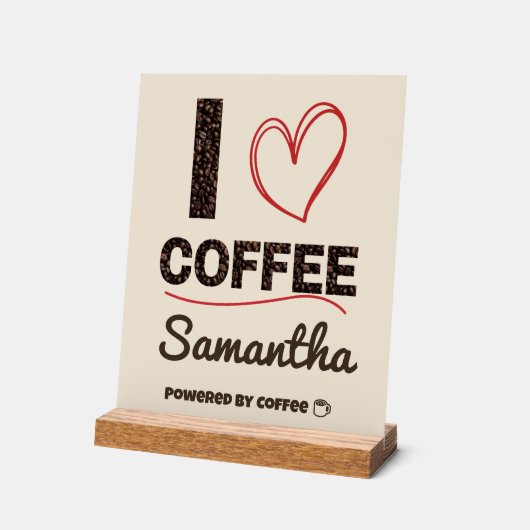 Personalized Coffee Lover Powered by Coffee Gift アクリルサイン (傾斜)