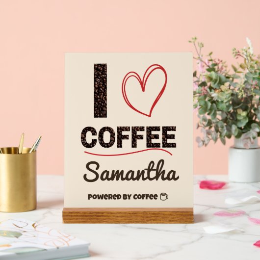 Personalized Coffee Lover Powered by Coffee Gift アクリルサイン (ウェディング)