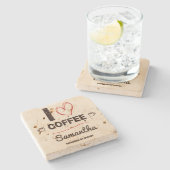 Personalized Coffee Lover Stone Coaster ストーンコースター (横)