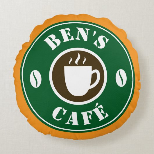 Personalized coffee shop decoration pillow ラウンドクッション (正面)