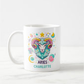 Personalized Colorful Aries Zodiac Astrology Sign コーヒーマグカップ (左)