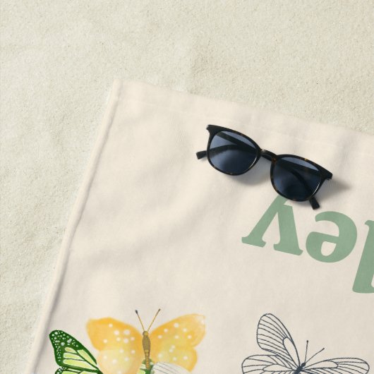 Personalized Colorful Butterflies  ビーチタオル (インサイチュ)