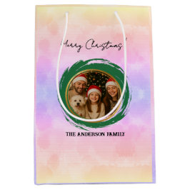 Personalized Colorful Christmas  ミディアムペーパーバッグ