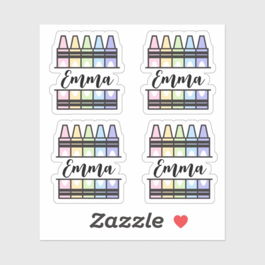 Personalized Colorful Crayon Name Sticker シール (シート)