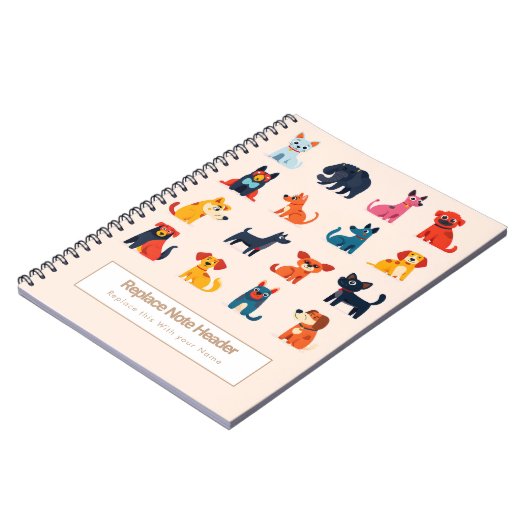 Personalized Colorful Cute Dogs Notebook ノートブック (左側)