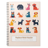 Personalized Colorful Cute Dogs Notebook ノートブック (正面)