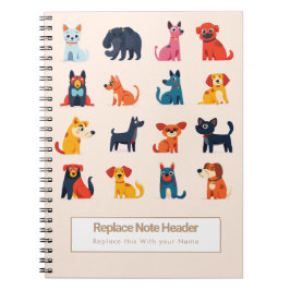 Personalized Colorful Cute Dogs Notebook ノートブック