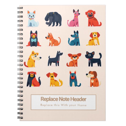 Personalized Colorful Cute Dogs Notebook ノートブック (正面)