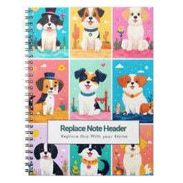 Personalized Colorful Cute Dogs Notebook ノートブック