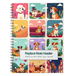 Personalized Colorful Cute Dogs Notebook ノートブック