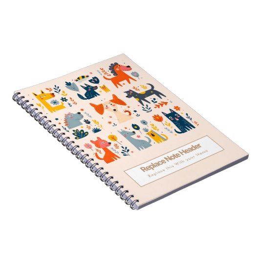 Personalized Colorful Cute Dogs Notebook ノートブック (右側)