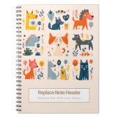 Personalized Colorful Cute Dogs Notebook ノートブック (正面)