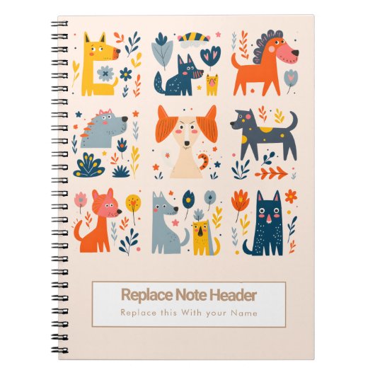 Personalized Colorful Cute Dogs Notebook ノートブック (正面)