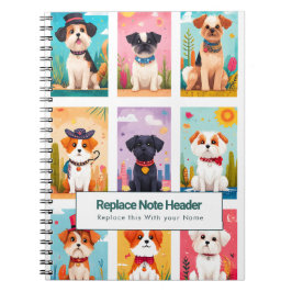 Personalized Colorful Cute Dogs Notebook ノートブック