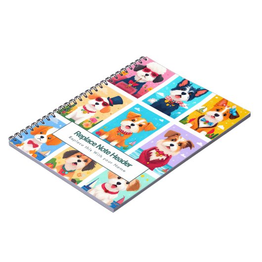 Personalized Colorful Cute Dogs Notebook ノートブック (左側)