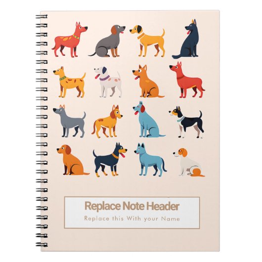 Personalized Colorful Cute Dogs Notebook ノートブック (正面)